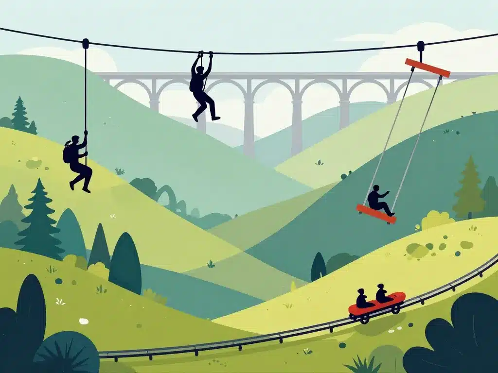 Personnes sur activités extrêmes au viaduc de Souleuvre