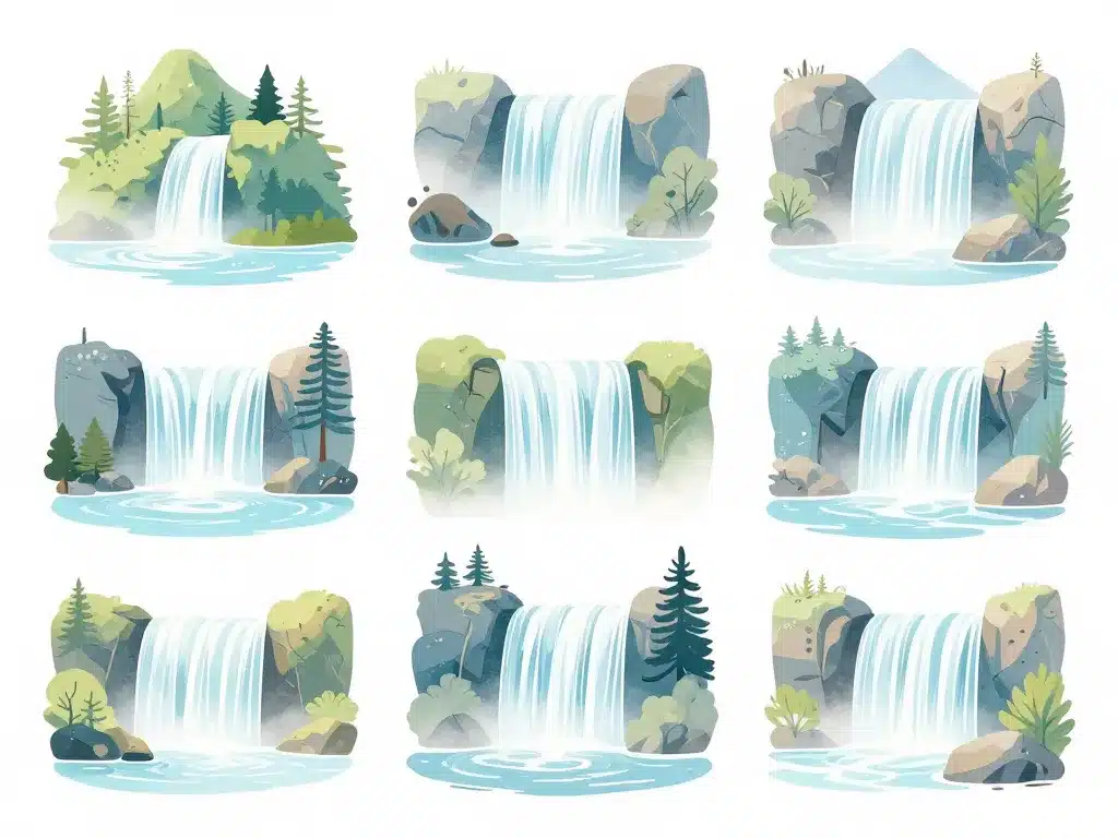 Différentes cascades du voile de la mariée en France