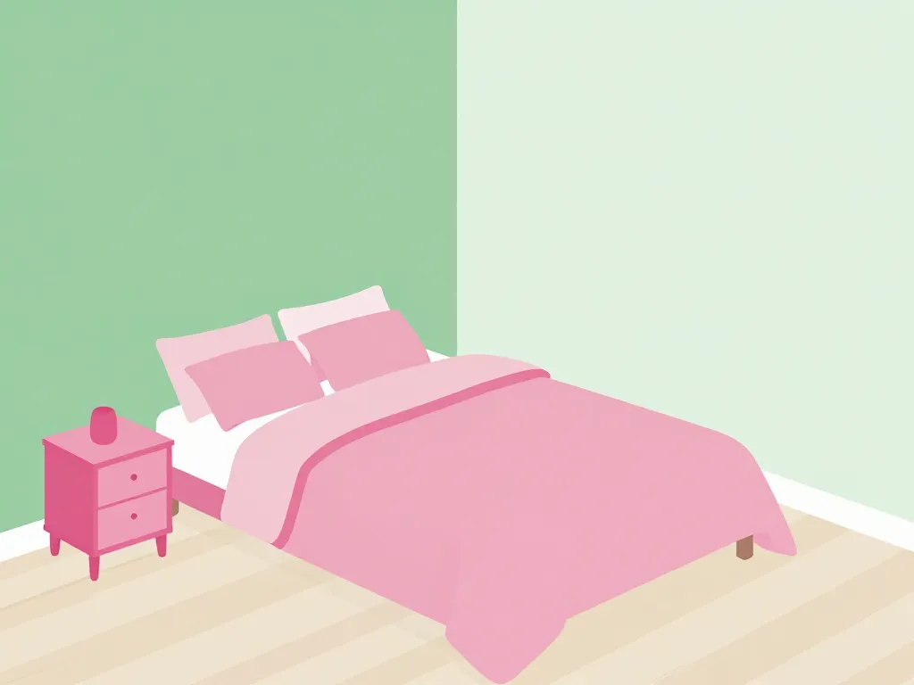 schéma équilibre couleurs chambre verte et rose 60-30-10