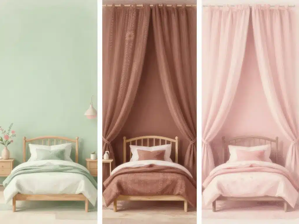 styles déco chambre verte et rose scandinave bohème romantique