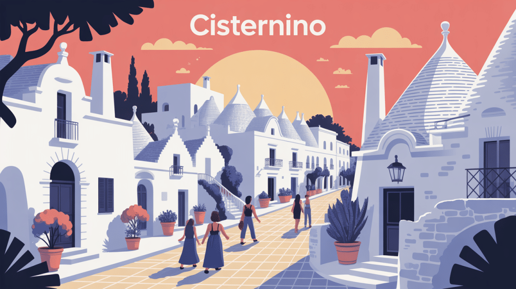 illustration cisternino village blanc pouilles
