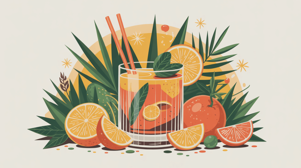 cocktail jagermeister illustration festive avec ingrédients