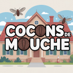 Cocon mouche dans maison, illustration moderne pédagogique