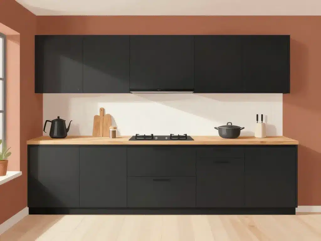 Sélection meubles et finitions cuisine terracotta et noir