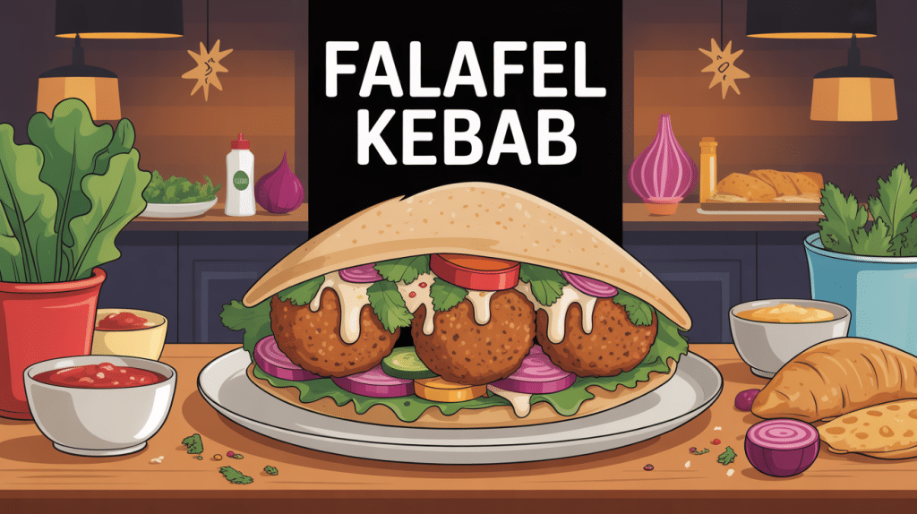 falafel kebab en illustration conviviale