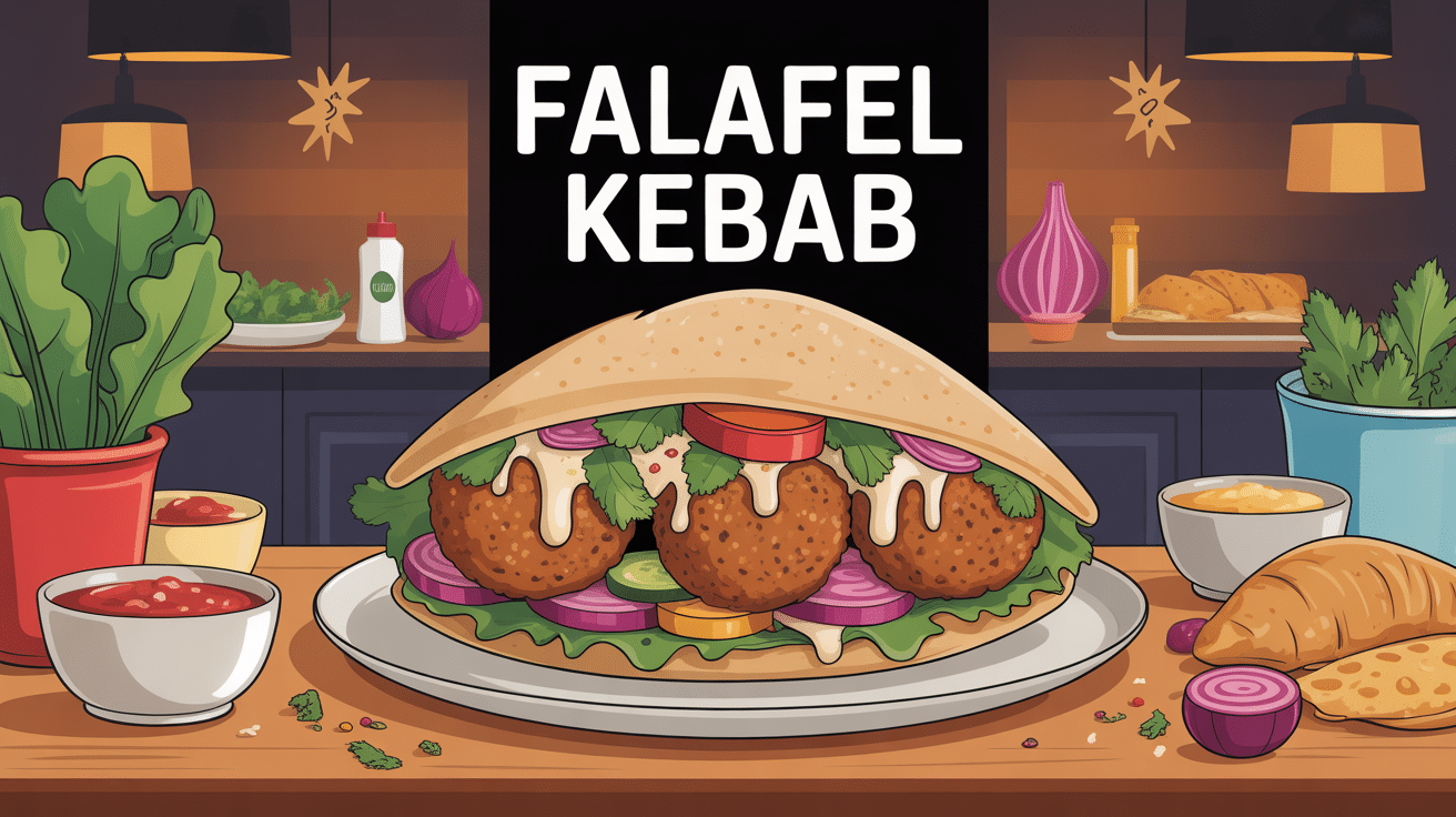 falafel kebab en illustration conviviale