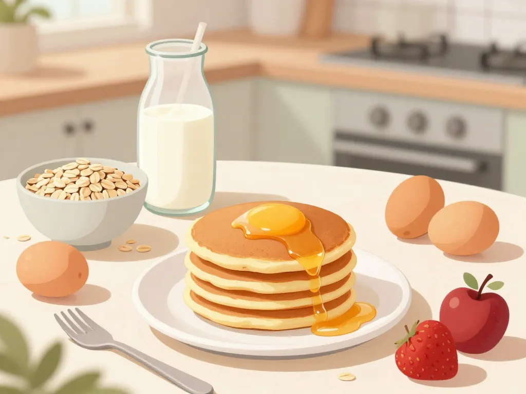 Galettes au flocons d'avoine petit-déjeuner avec fruits et ingrédient