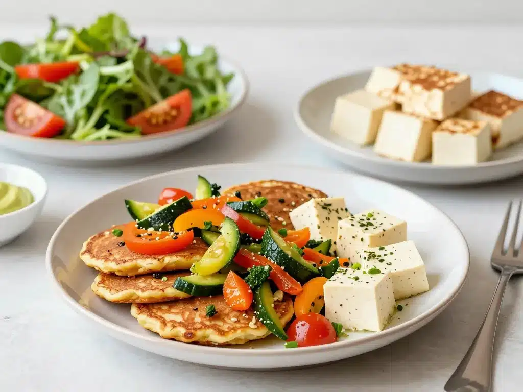 Galettes au flocons d'avoine salées avec légumes et protéines