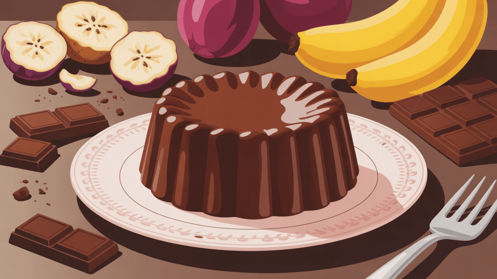 gateau chocolat banane moelleux avec morceaux de chocolat et bananes mûres