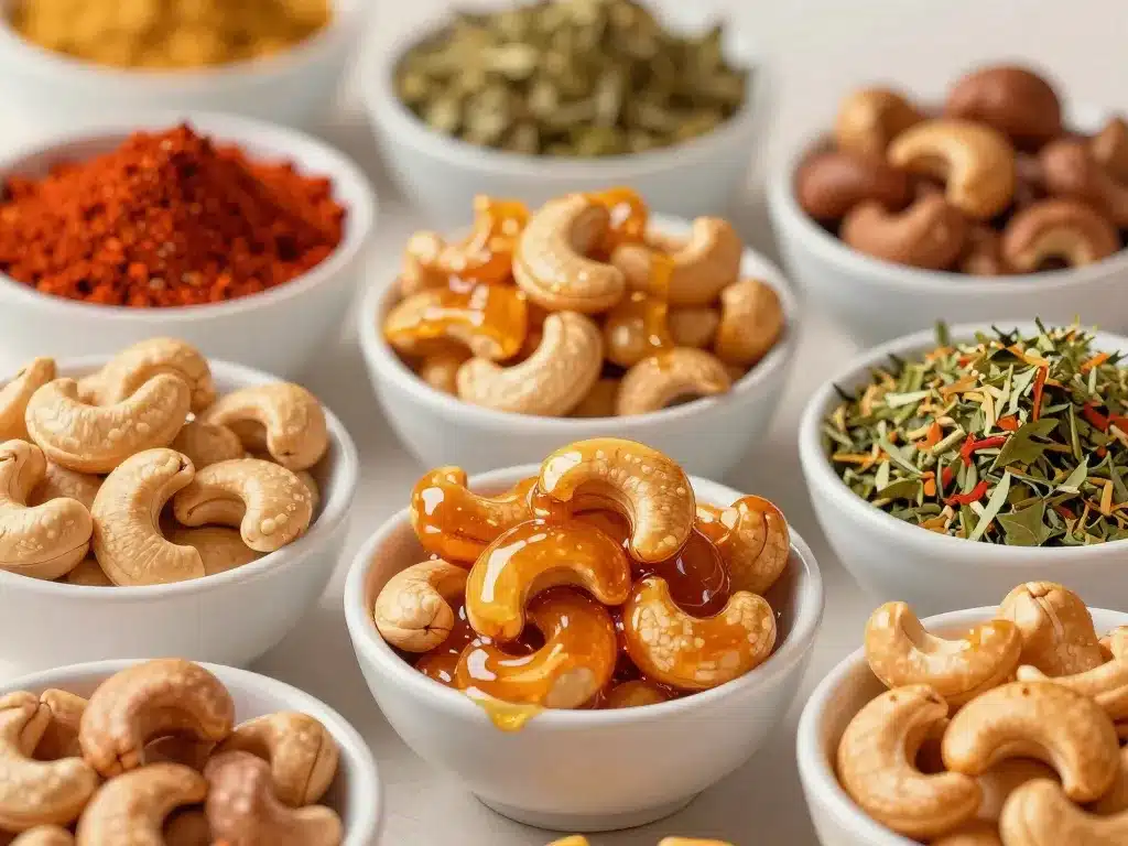 griller des noix de cajou bols épicés au miel et herbes