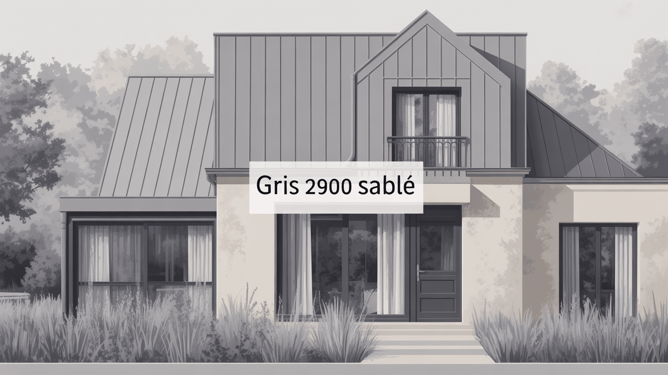 Façade maison moderne avec menuiseries gris 2900 sablé