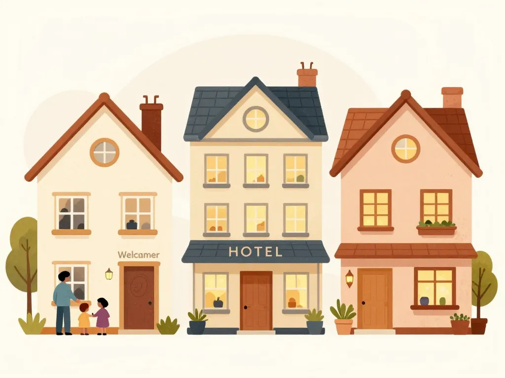 guesthouse illustration différence hôtel b&b