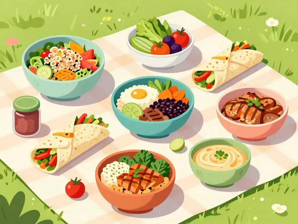 assortiment repas froid colorés et sains