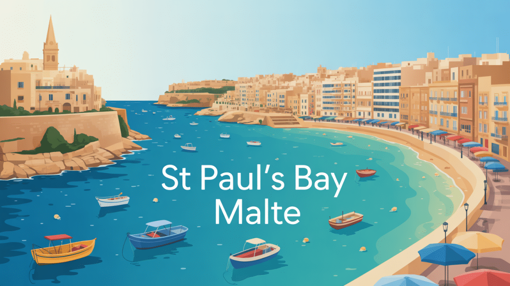 vue aérienne estivale de malta st paul's bay