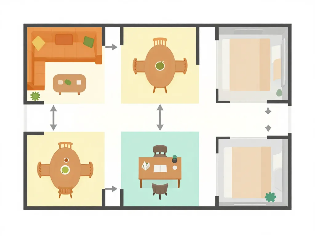 diagramme du plan des pièces en enfilade organisation fonctionnelle