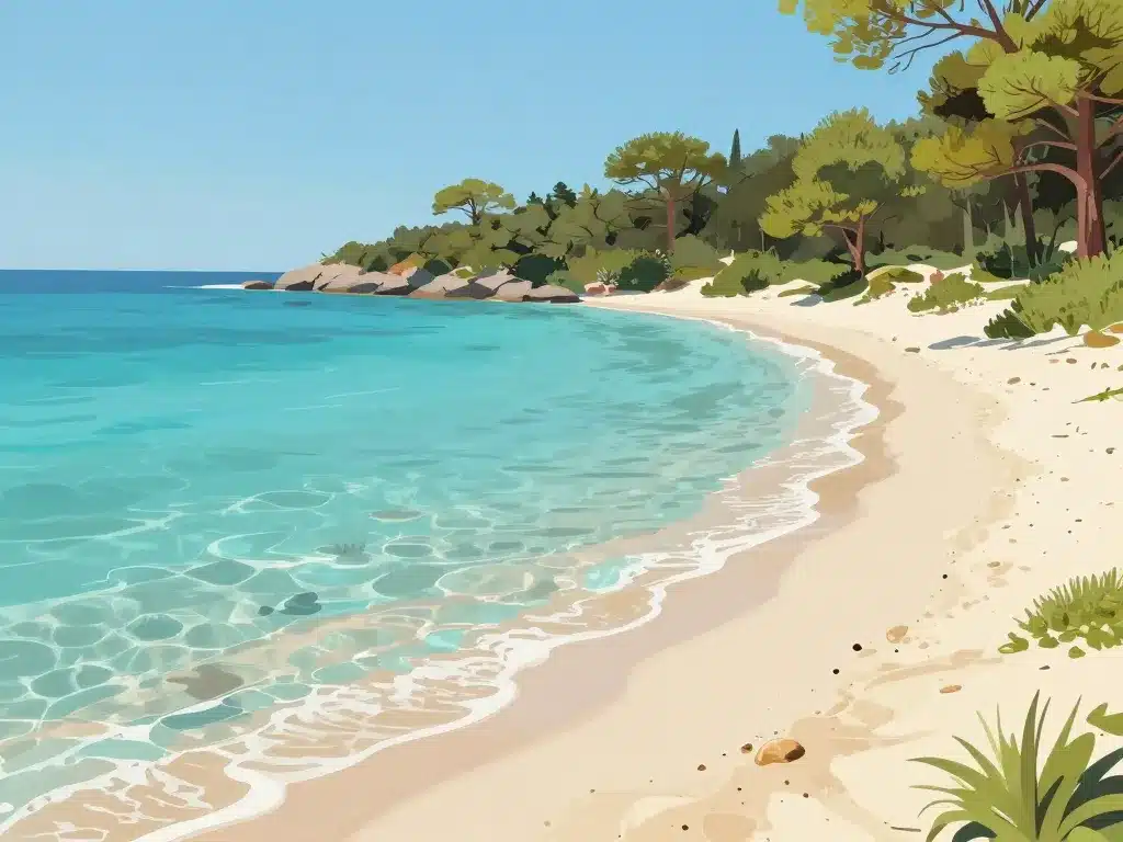 Paysage plage d argent porquerolles sable blanc végétation