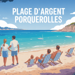 Vue panoramique plage d argent porquerolles eau turquoise