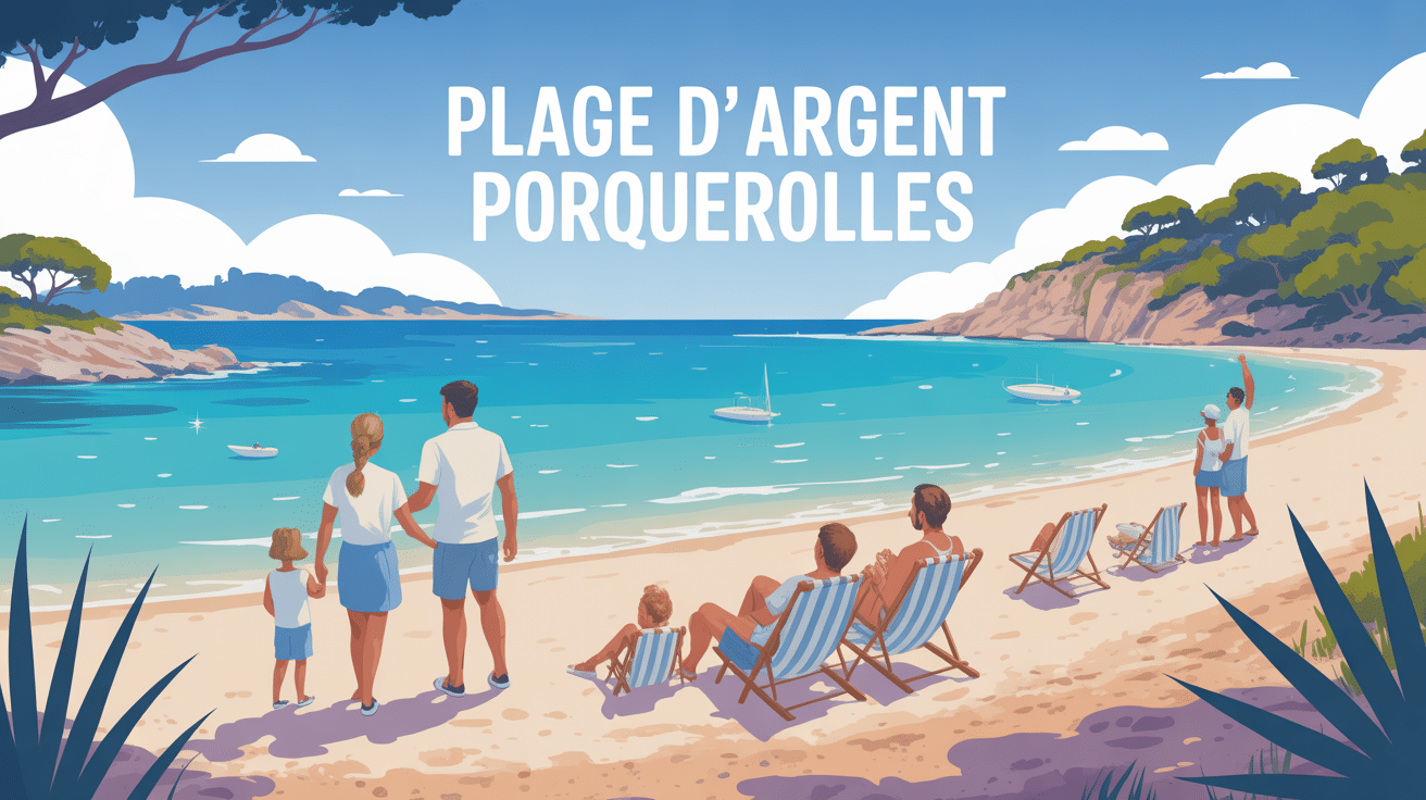 Vue panoramique plage d argent porquerolles eau turquoise