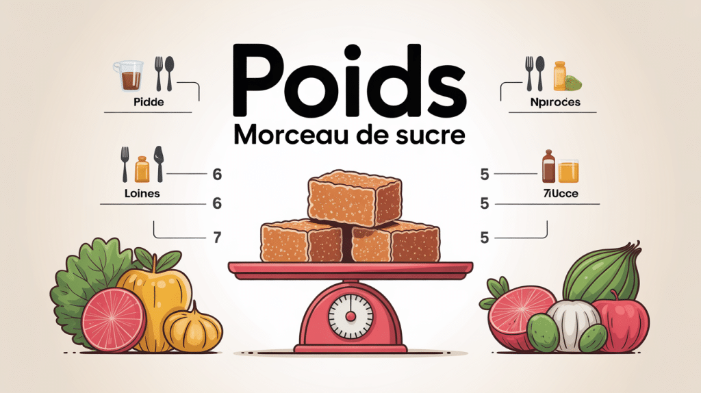 balance cuisine avec poids morceau de sucre et équivalences