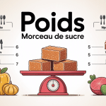 balance cuisine avec poids morceau de sucre et équivalences