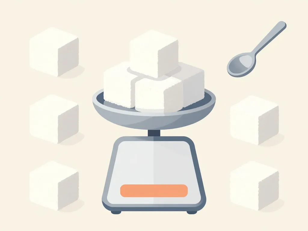 repères essentiels poids morceau de sucre sur balance