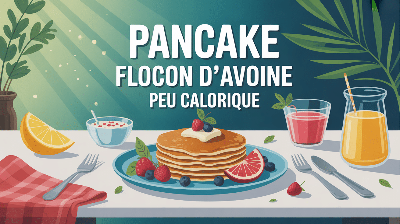 Assiette de recette pancake flocon d’avoine peu calorique avec fruits frais