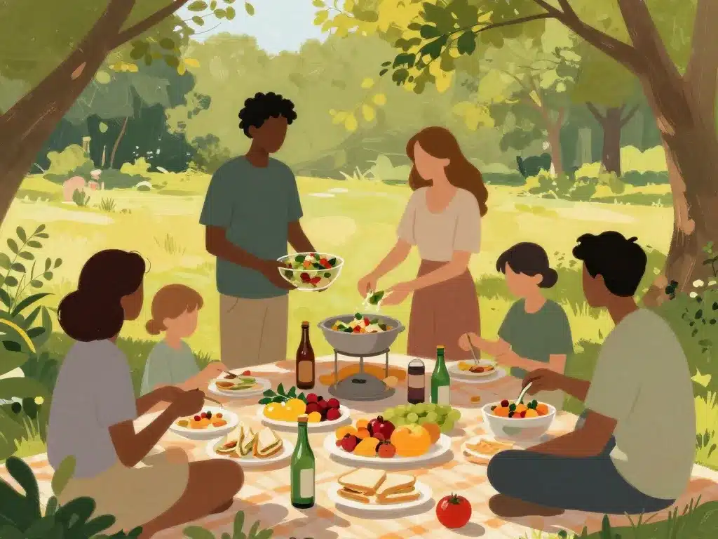 repas froid partagé pique-nique buffet convivial