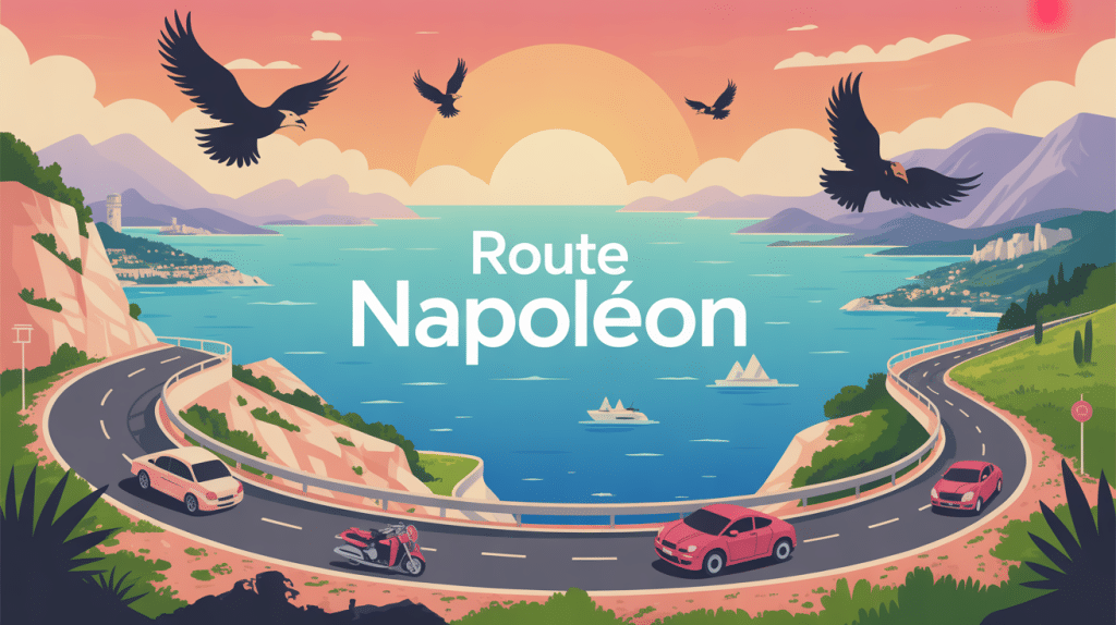 illustration route de napoleon itineraire balise voiture moto