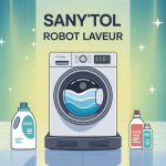 sanytol pour robot laveur illustration vectorielle moderne