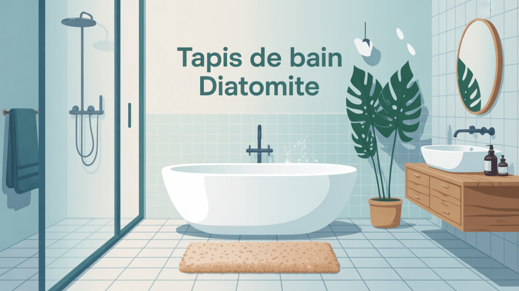 tapis diatomite danger en salle de bain moderne