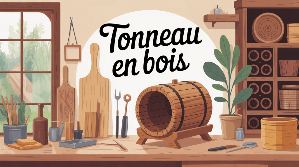 tonneau en bois dans atelier artisanal