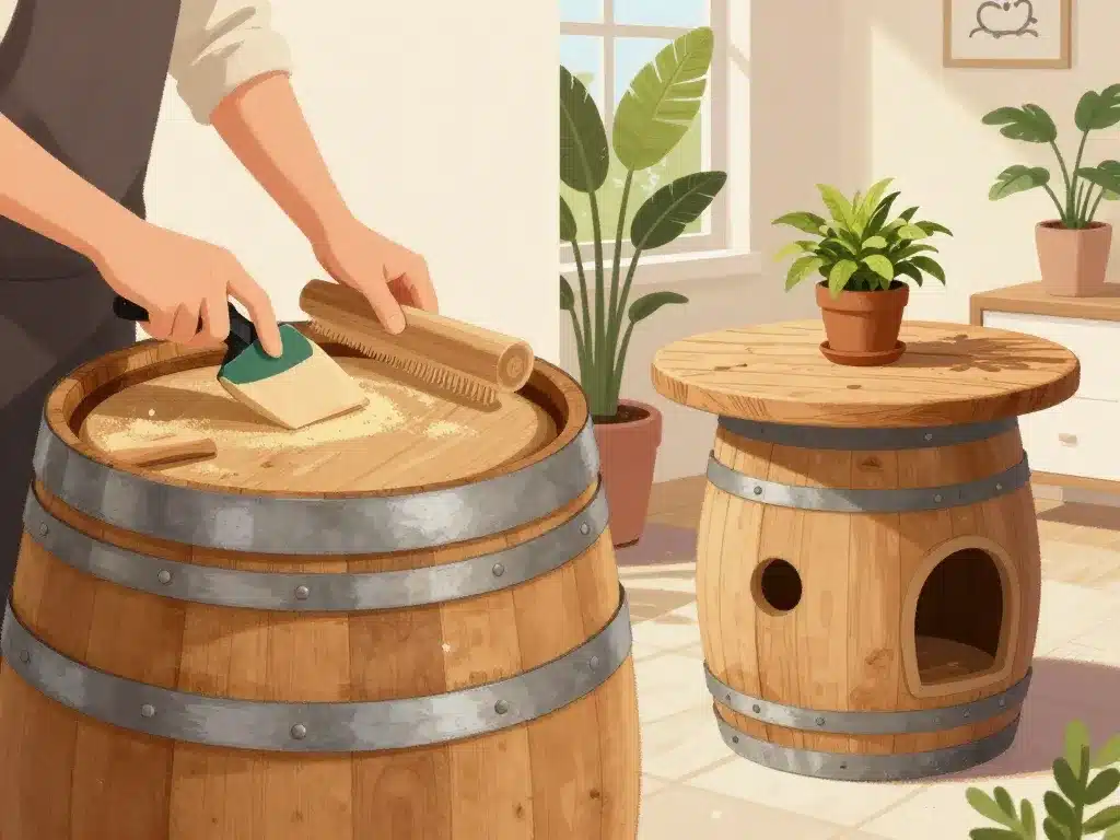 restauration déco tonneau en bois