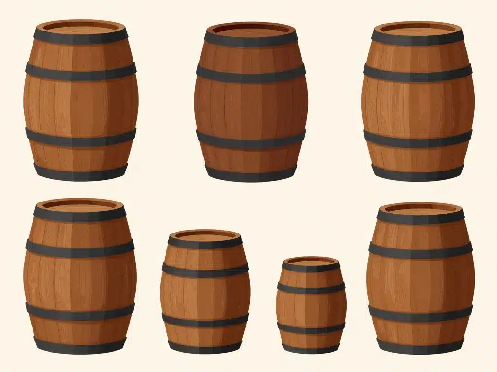 différents tonneaux en bois usages