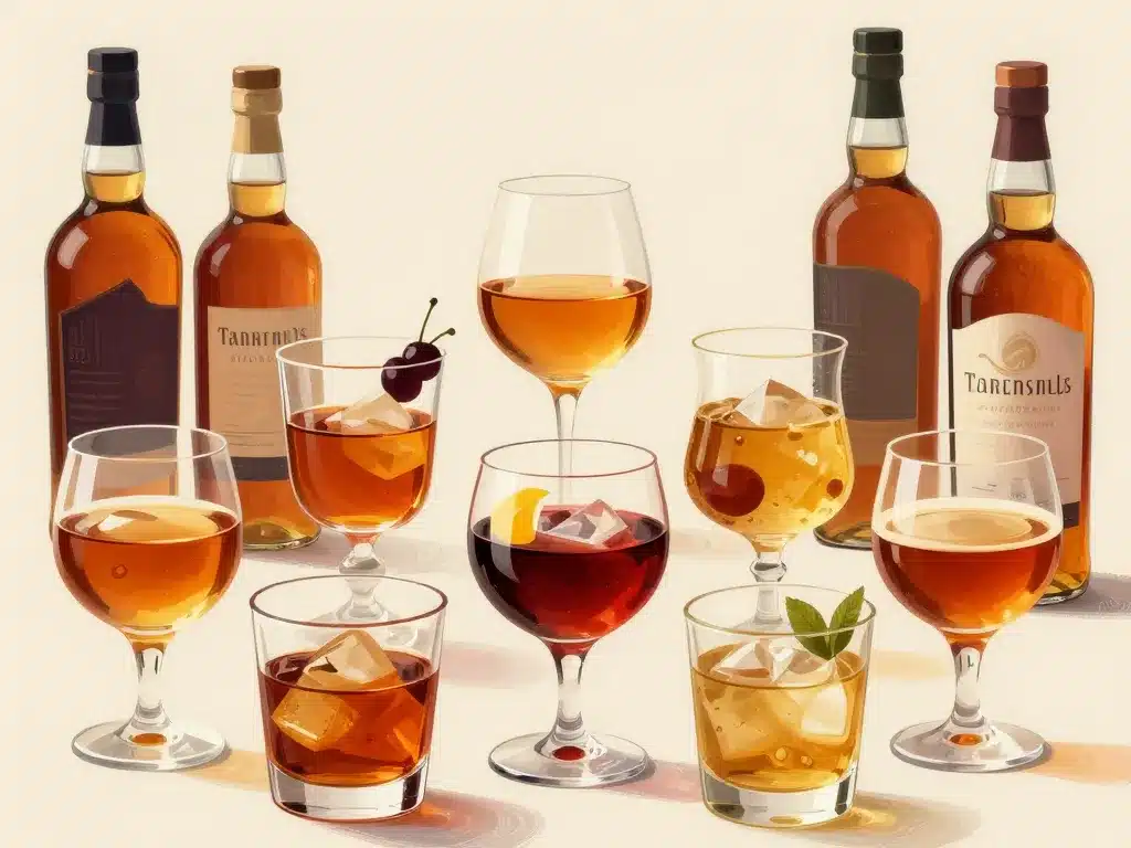 Divers whisky sour et bouteilles pour variantes cocktail