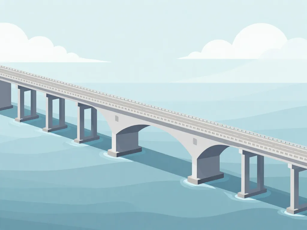 Vue conceptuelle structure viaduc d'Oleron sur l'océan