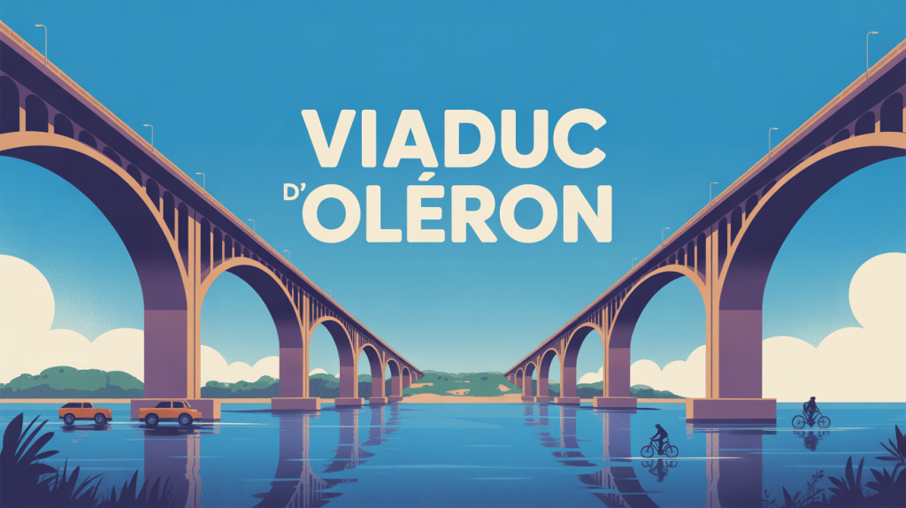 Illustration stylisée du viaduc d'Oleron reliant le continent à l'île