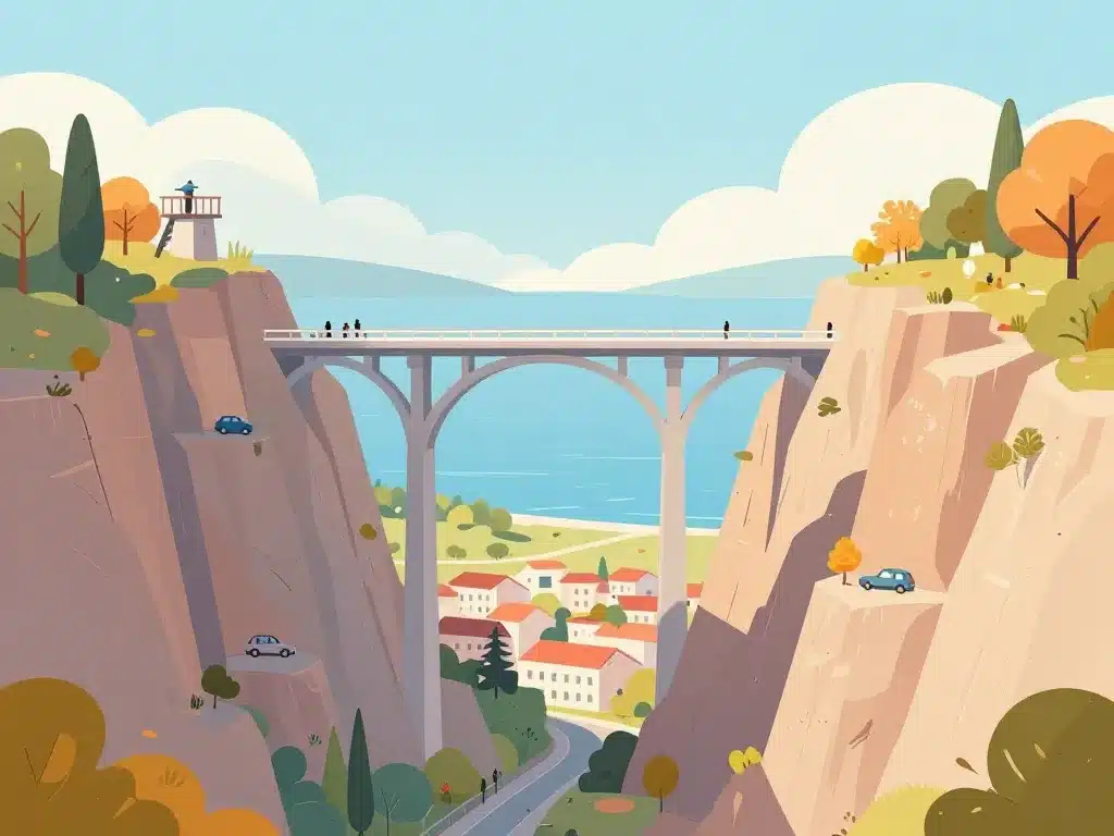 Vue panoramique du viaduc de Nantua depuis différents belvédères