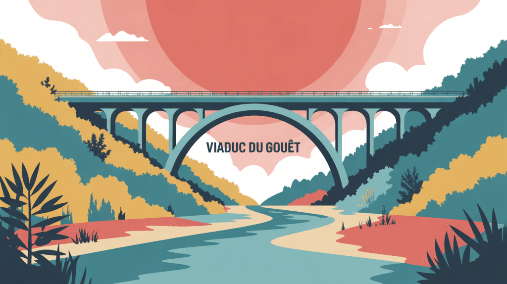 illustration vectorielle viaduc du gouët paysage naturel