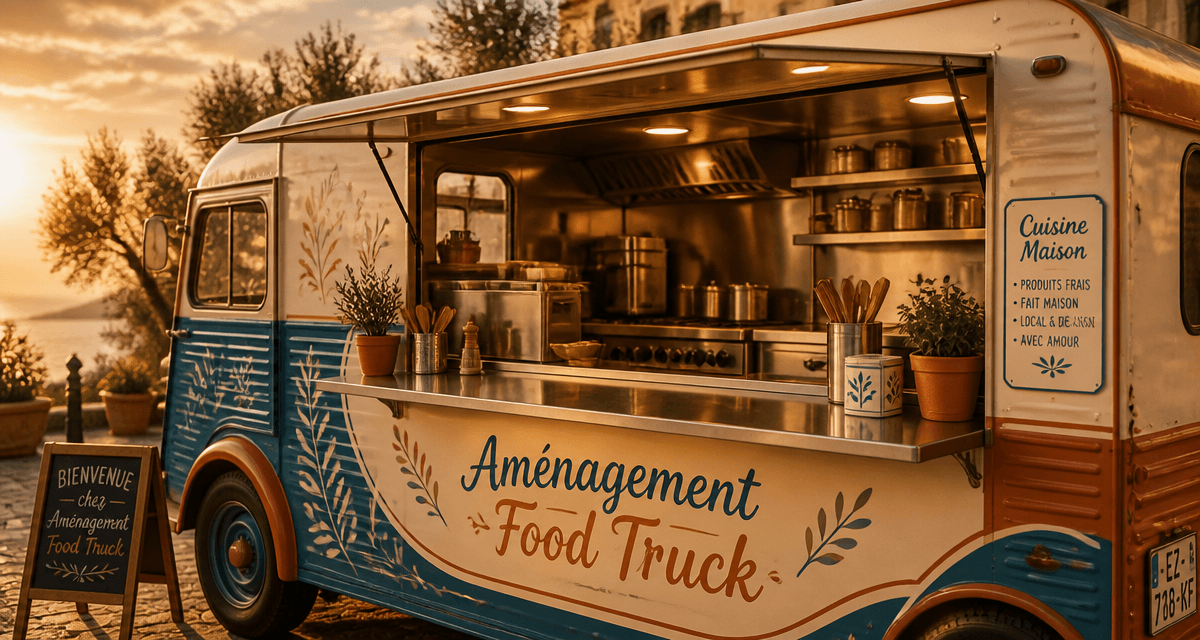 aménagement food truck vintage cuisine compacte