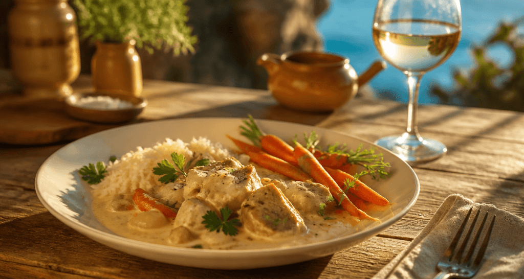 blanquette de veau accompagnement riz et légumes