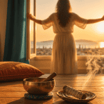 comment purifier sa maison des mauvaises ondes femme ouvre fenêtre bol tibétain