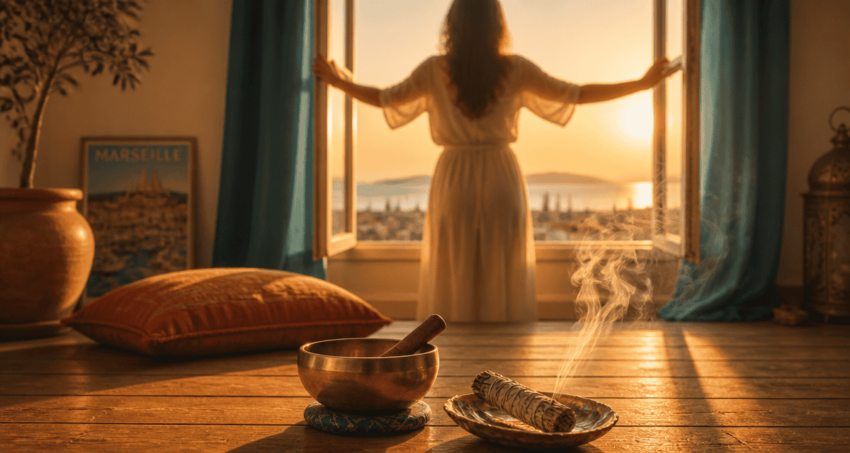 comment purifier sa maison des mauvaises ondes femme ouvre fenêtre bol tibétain
