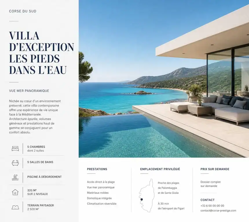Villa de luxe en bord de mer en Corse avec piscine à débordement