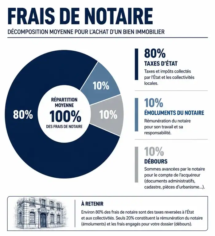 Composition des frais de notaire lors d'un achat immobilier