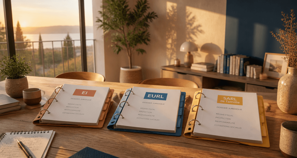 forme juridique lmnp trois dossiers ei eurl sarl de famille sur table