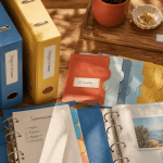 organisation classeur avec classeurs, intercalaires et papeterie