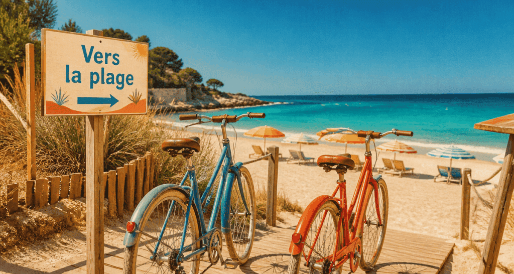 perpignan plage centre ville vélos vintage sur passerelle