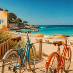 perpignan plage centre ville vélos vintage sur passerelle