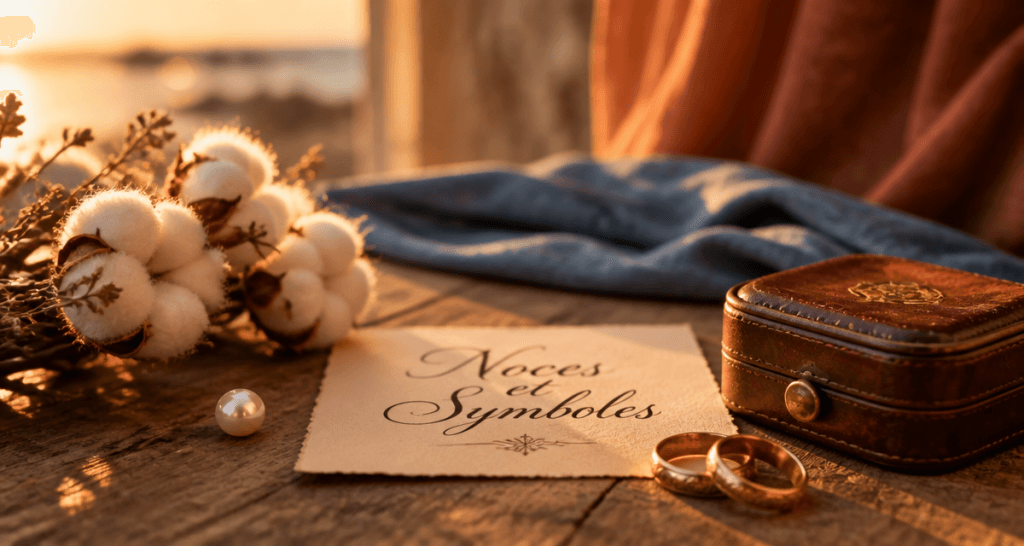 tableau des noces de mariage avec symboles sur une table