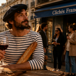clichés sur les français homme béret terrasse